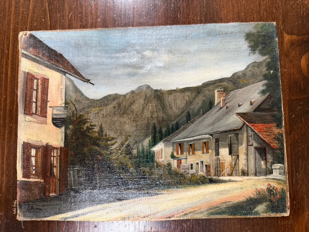 French Village Oil Painting: Framed, Paris Sourced