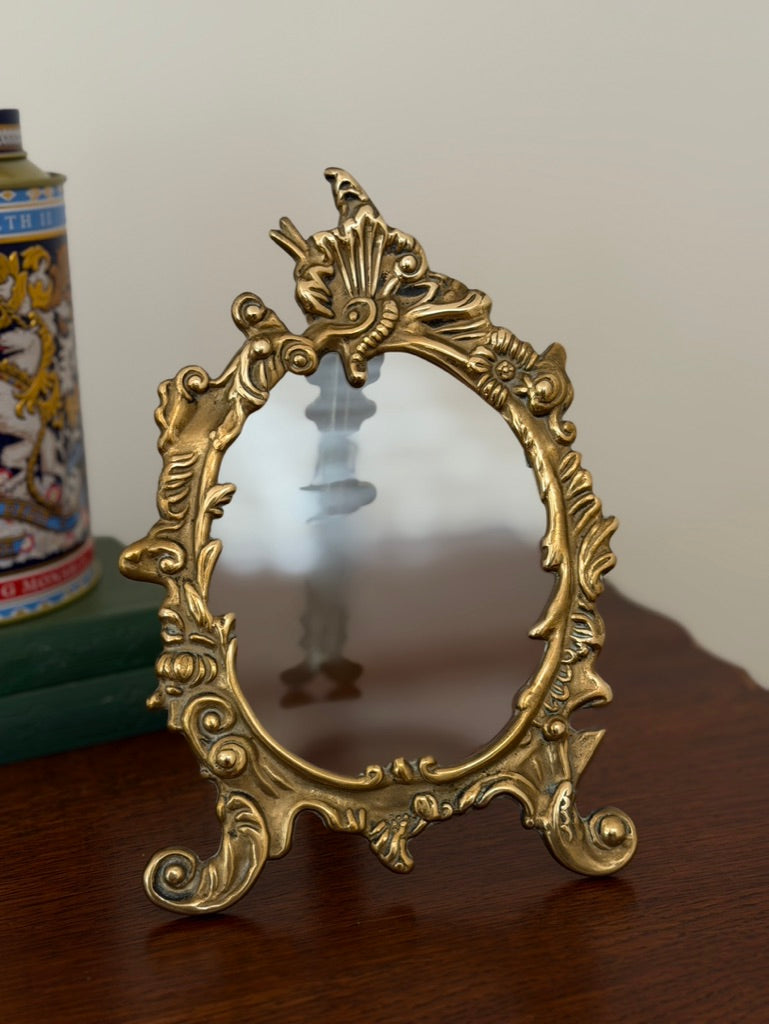 Rococo-Style Oval Brass Picture Frame