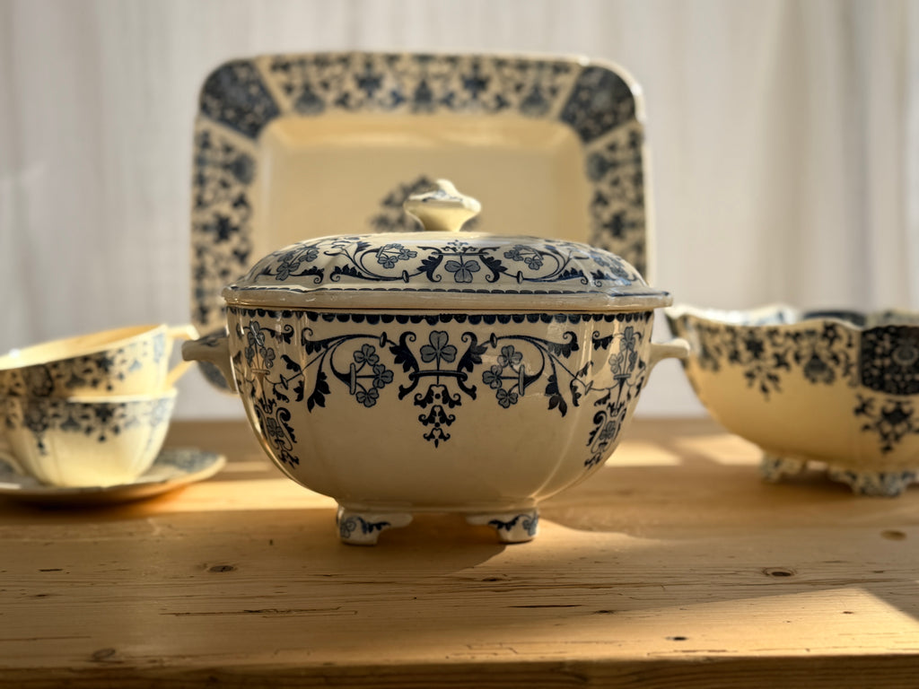 Antique French Gien Covered Faience Soupière