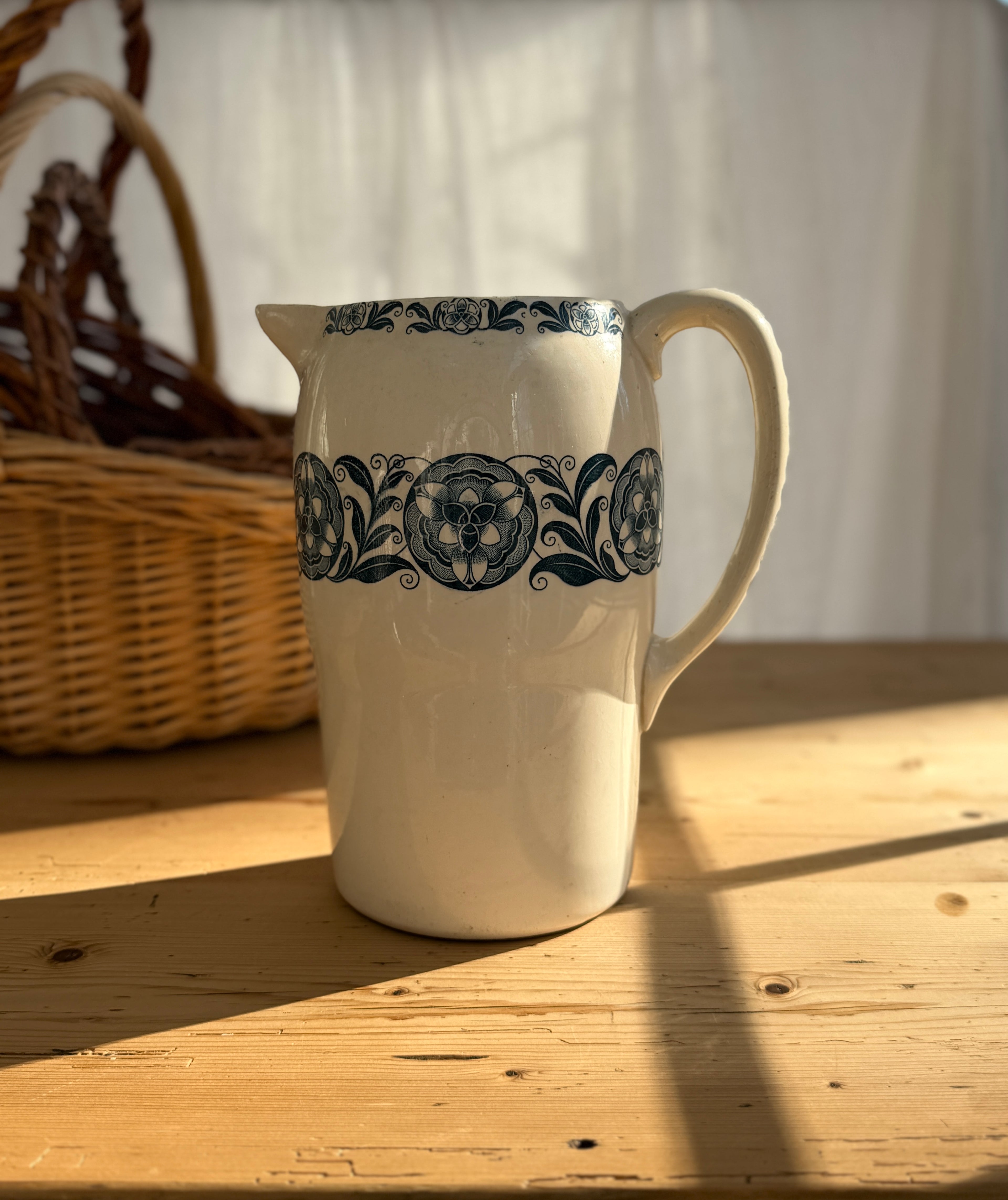 Large French Faience Pitcher – “Roxane” Nouvelles Galeries Paris