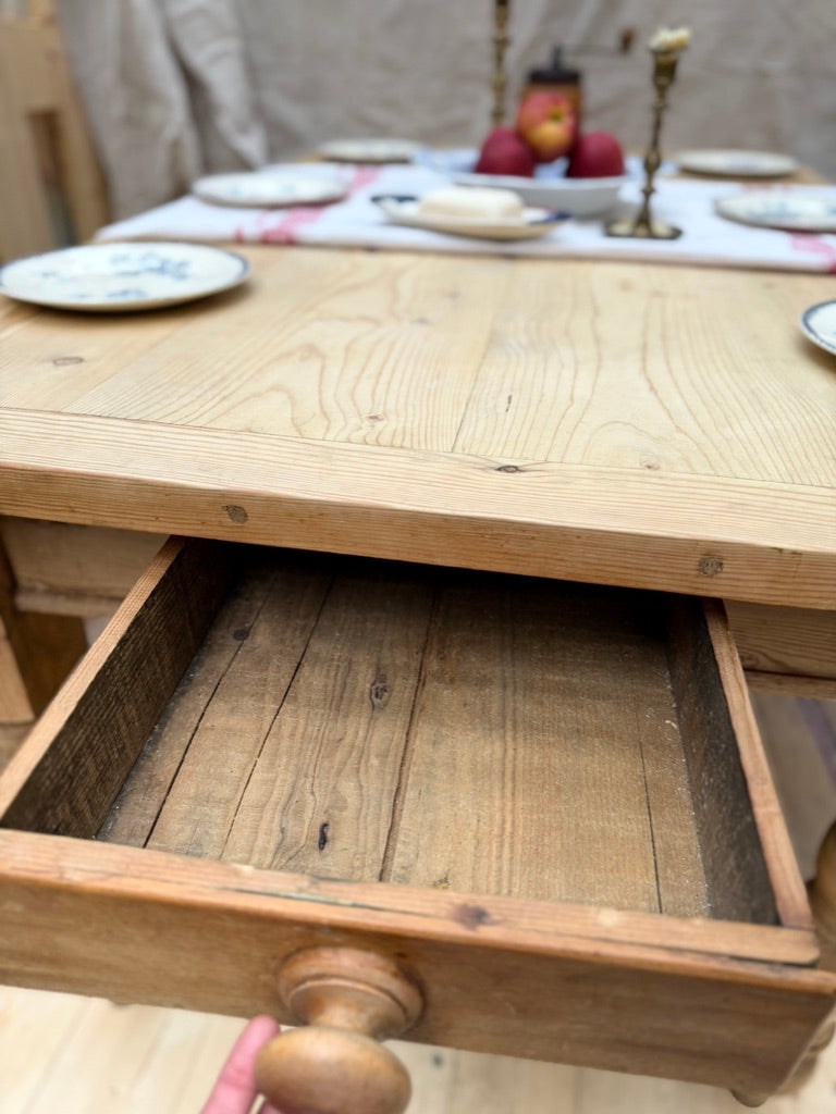 Antique English Pine Farmhouse Dining Table