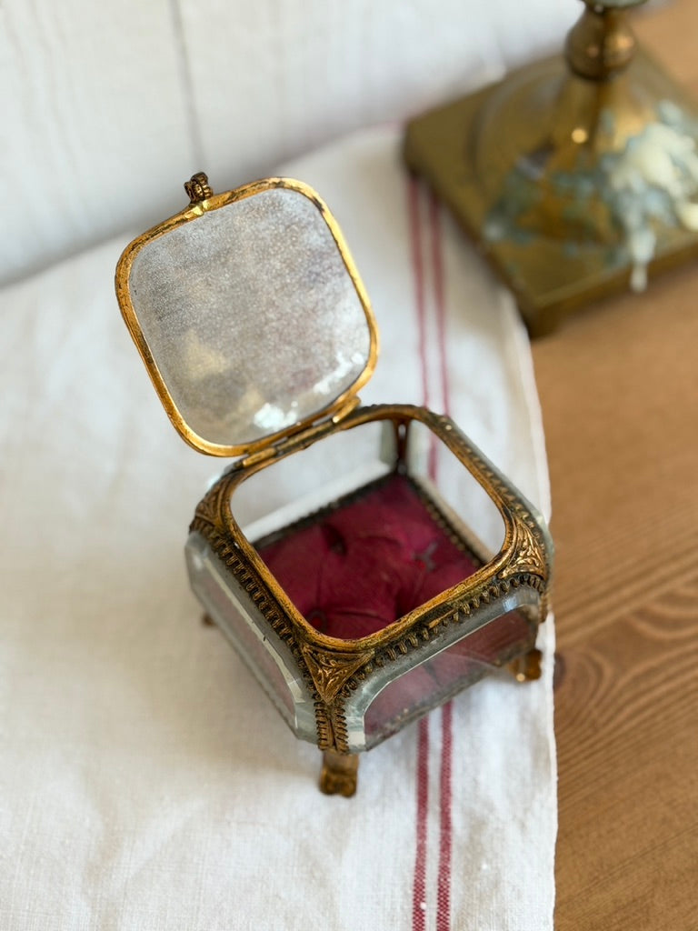 Antique Beveled Glass Souvenir Box, Brussels 1910