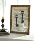 Framed Antique Italian Document with Iron Keys, Gilt Frame