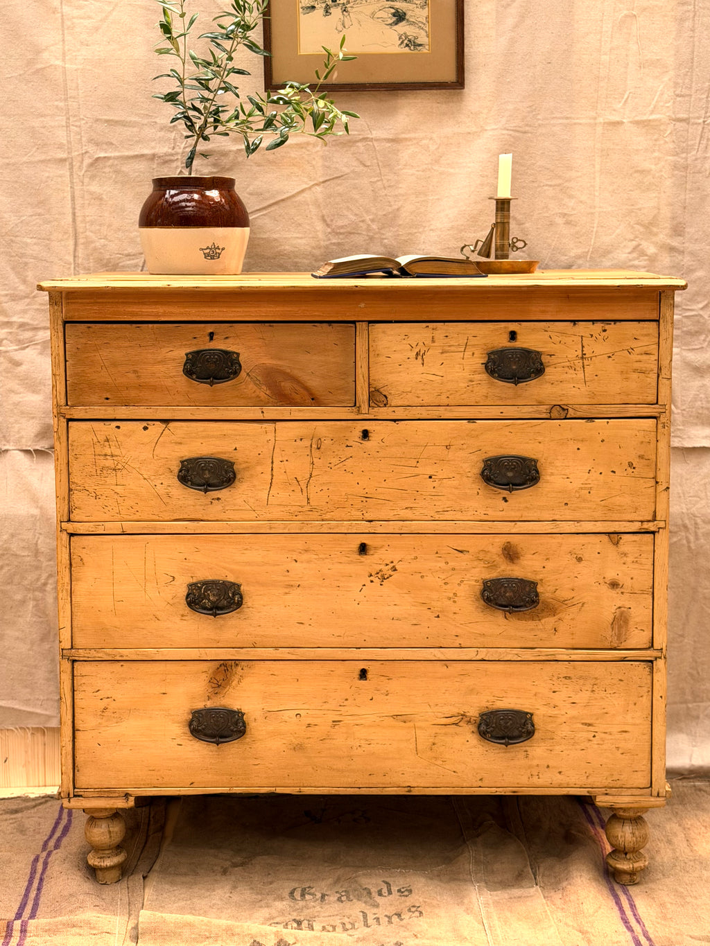 English Victorian Pine chest of drawers