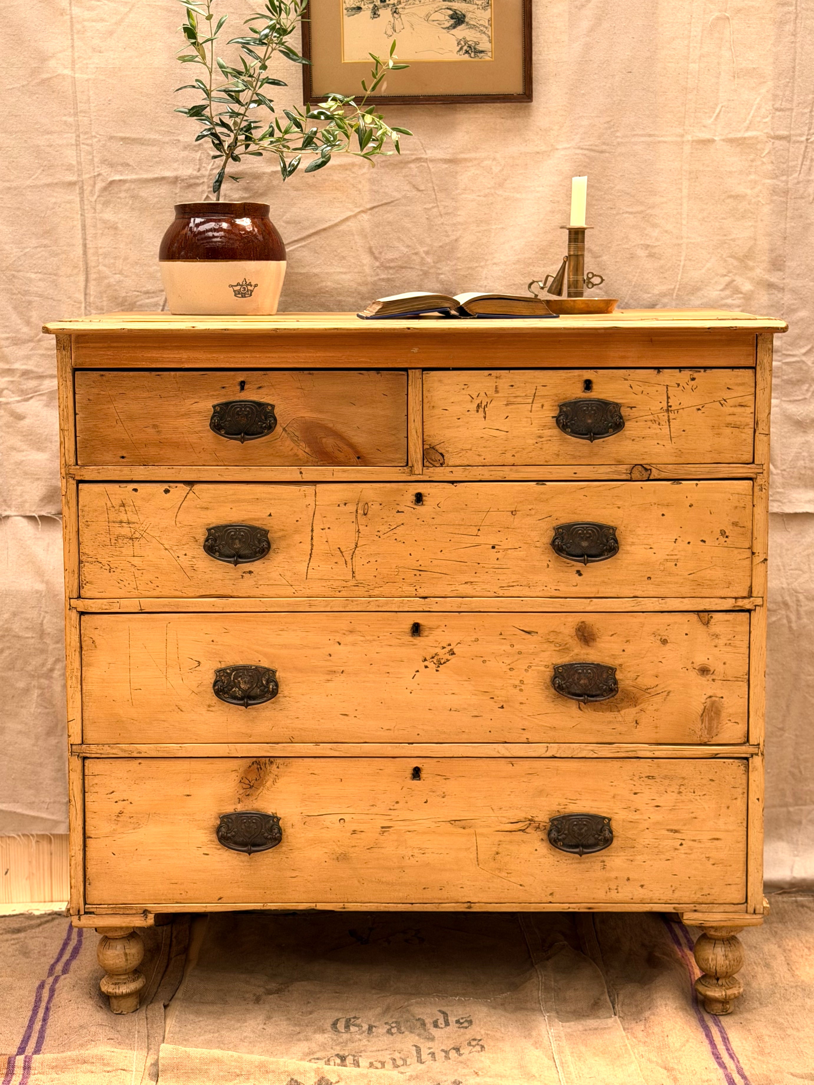 English Victorian Pine chest of drawers