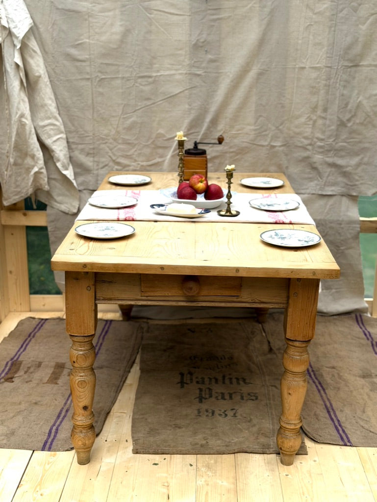 Antique English Pine Farmhouse Dining Table