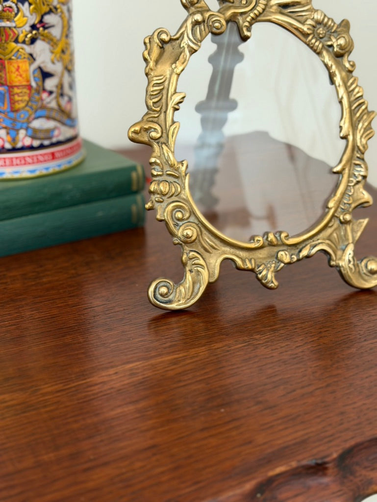 Rococo-Style Oval Brass Picture Frame
