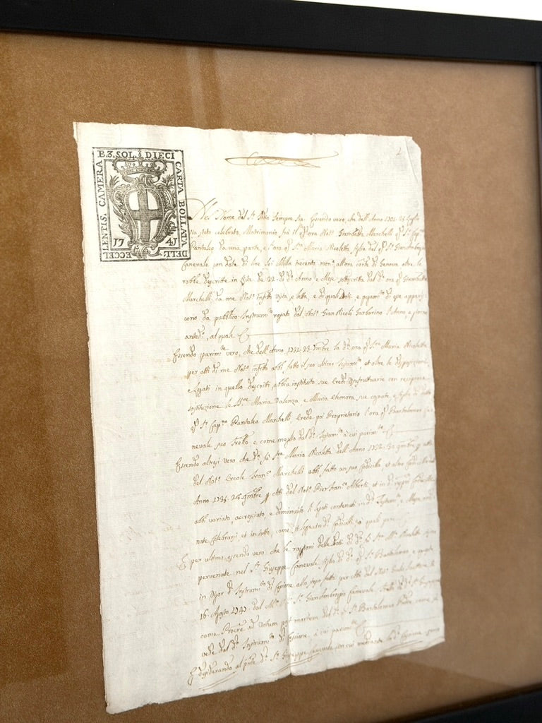 Framed 18th Century Italian Estate Documents (Pair)