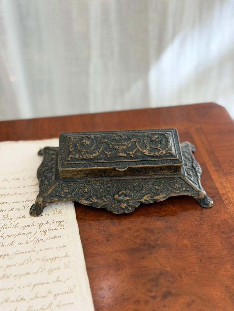 French Ornate Stamp Holder in Brass or Bronze