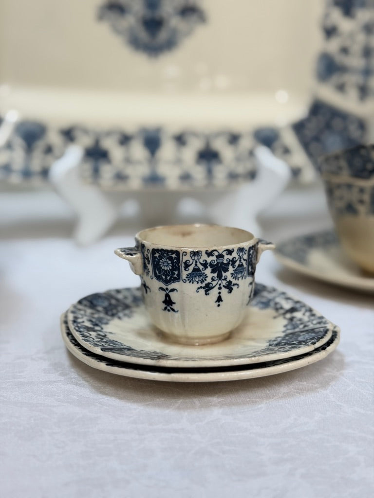 Antique French Gien Faience Tea Collection (5 Pieces)