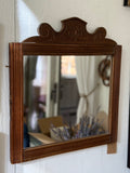 Vintage Wood Framed Mirror with Carved Crest