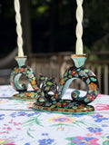 Pair of Vintage Cérart Monaco Floral Candlesticks