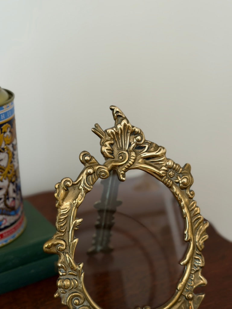 Rococo-Style Oval Brass Picture Frame
