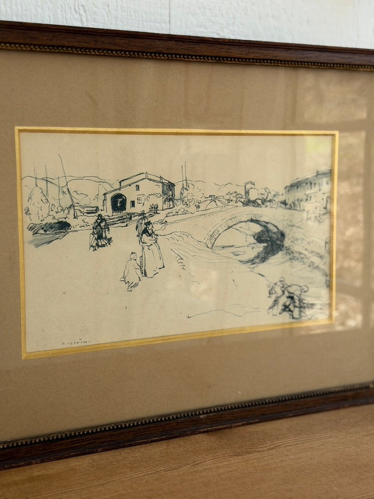 Auguste Lepère Village Scene - Late 19th Century Print