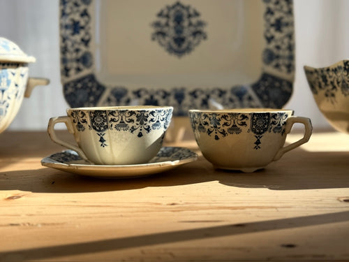 Antique French Gien Faience Tea Collection (5 Pieces)