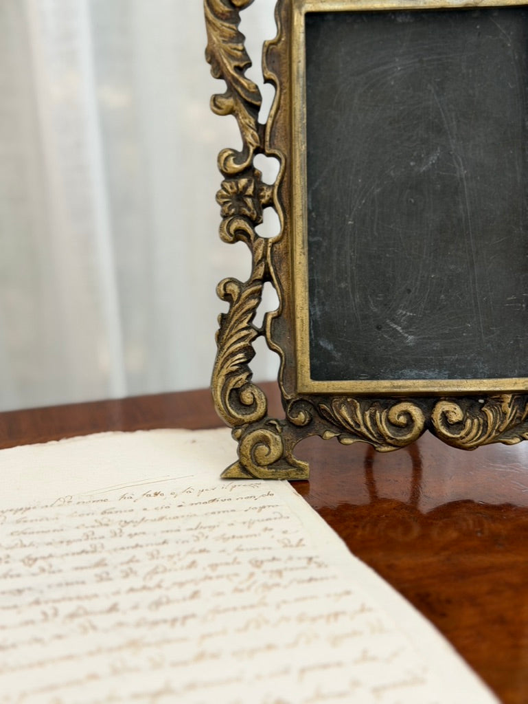 Rococo-Style Rectangular Brass Picture Frame