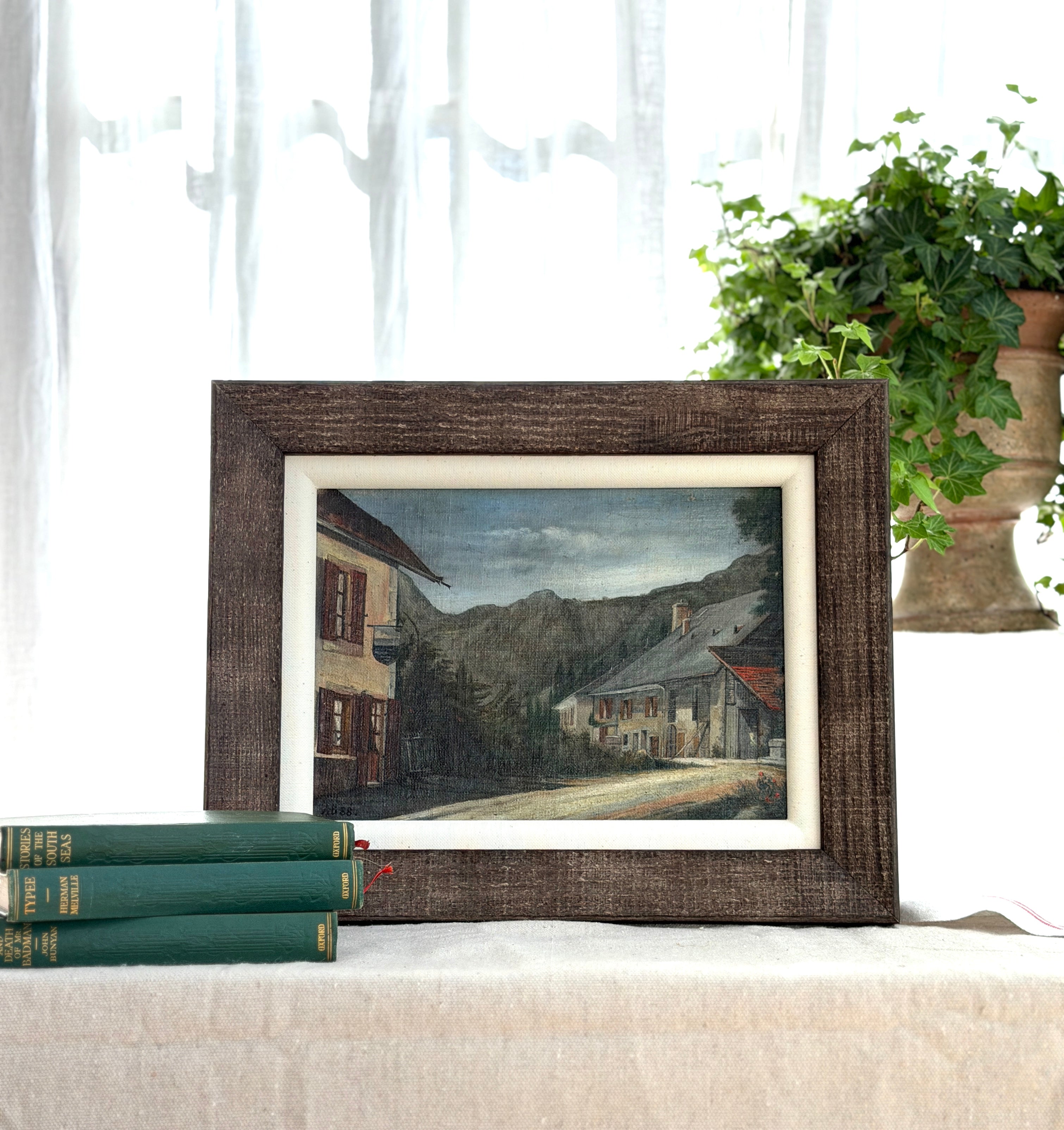 French Village Oil Painting: Framed, Paris Sourced