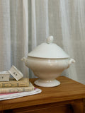 Antique French White Ironstone Pedestal Soupière with Lid