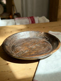 Antique Wooden Dough Bowl with Metal Repair
