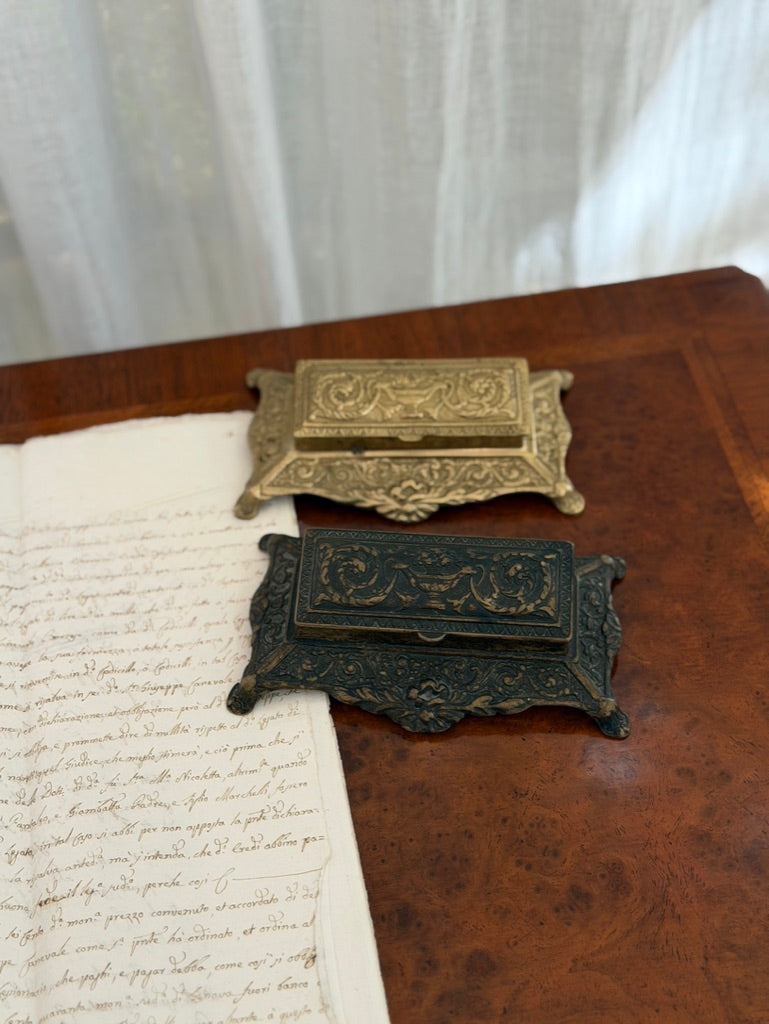 French Ornate Stamp Holder in Brass or Bronze