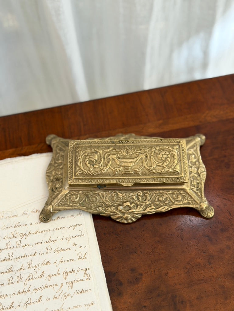 French Ornate Stamp Holder in Brass or Bronze