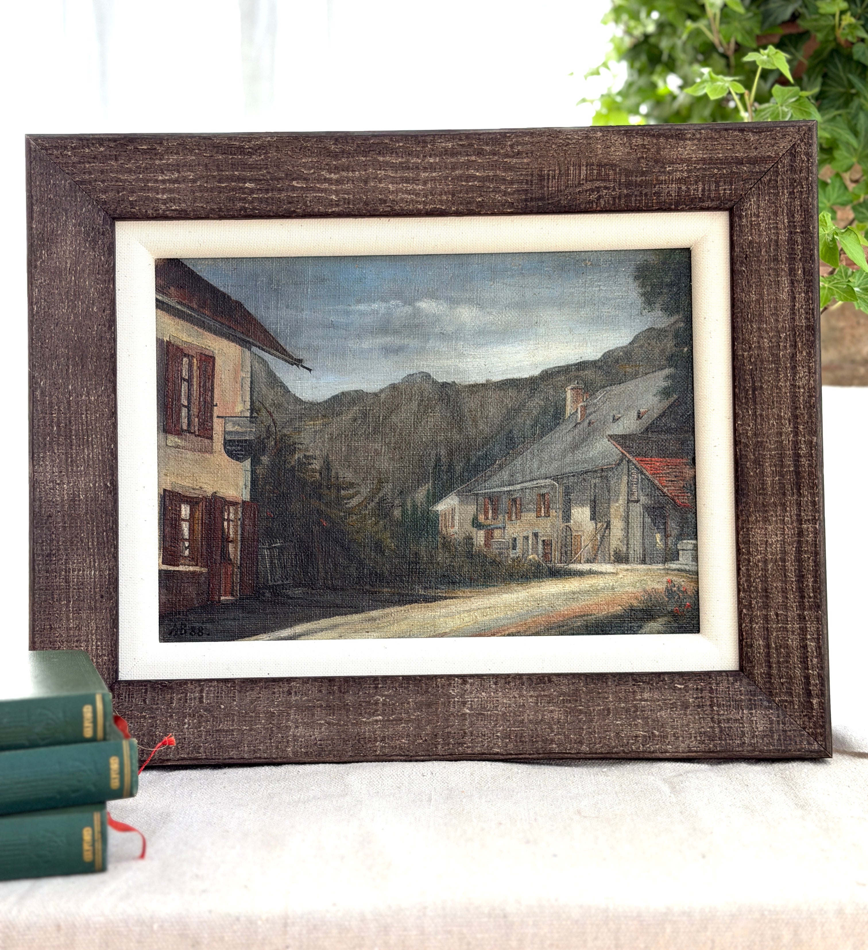 French Village Oil Painting: Framed, Paris Sourced