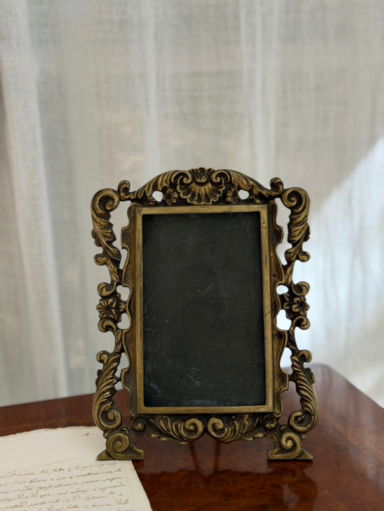 Rococo-Style Rectangular Brass Picture Frame