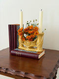 Vintage Digoin Sarreguemines Mustard Yellow Double Vase