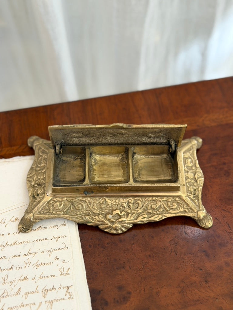 French Ornate Stamp Holder in Brass or Bronze