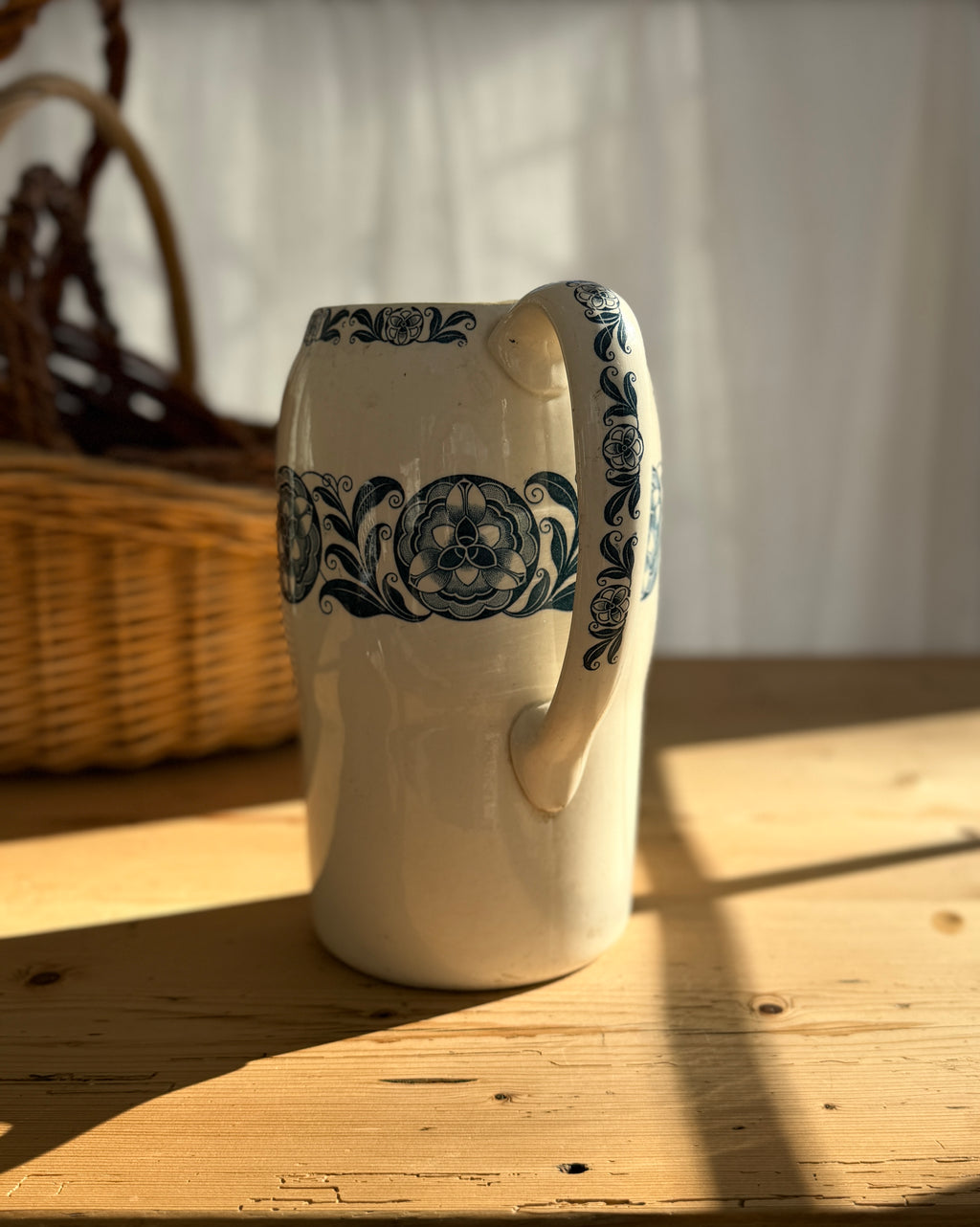 Large French Faience Pitcher – “Roxane” Nouvelles Galeries Paris