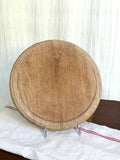 Vintage Round Wooden Breadboard with Carved Wheat Detail