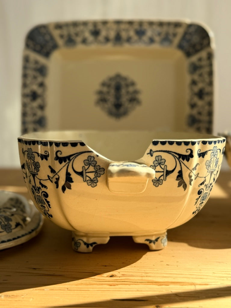 Antique French Gien Covered Faience Soupière