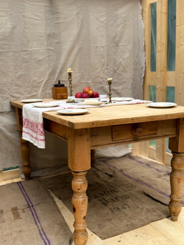 Antique English Pine Farmhouse Dining Table