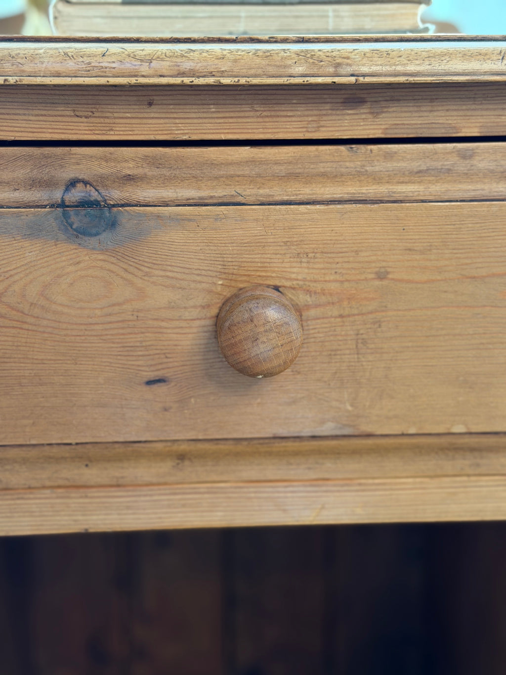 Vintage English Solid Pine One Drawer Bedside Table