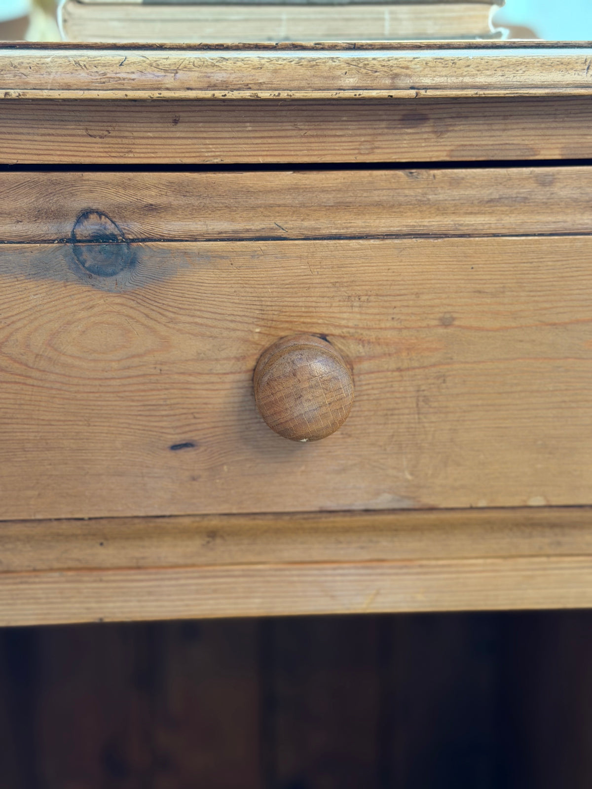 Vintage English Solid Pine One Drawer Bedside Table