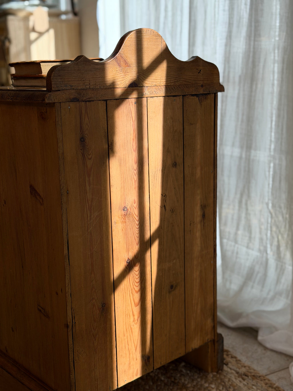 Vintage English Solid Pine One Drawer Bedside Table